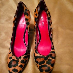 Womens horse hair leopard heels